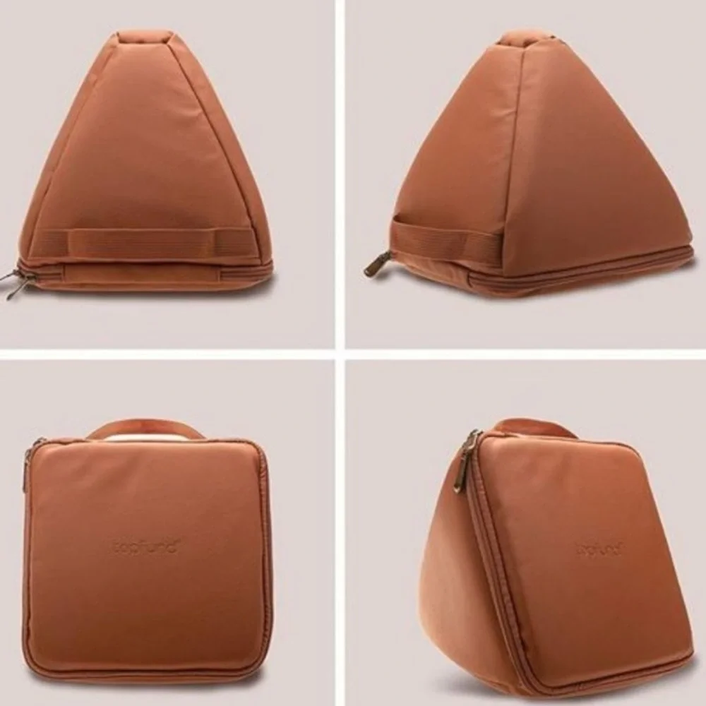 Tan Triangle Cosmetic Bag